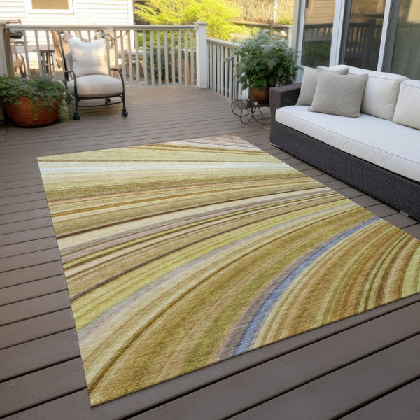 Homeroots 3' Stylish Abstract Artichoke Green Washable Indoor Outdoor Area Rug For Elegant Spaces 8' X 10' Polyester 577328