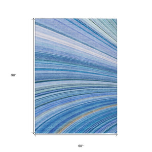 Homeroots 3' Stylish Abstract Artichoke Green Washable Indoor Outdoor Area Rug For Elegant Spaces 5' X 8' Polyester 577332