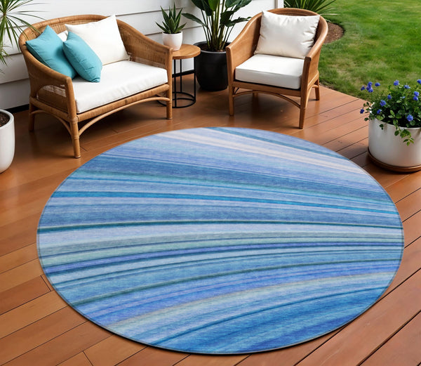 Homeroots 3' Stylish Abstract Artichoke Green Washable Indoor Outdoor Area Rug For Elegant Spaces 8' Round Polyester 577333