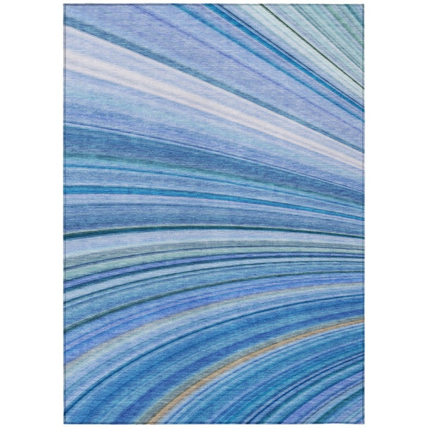 HomeRoots 9' Contemporary Denim Blue and Sky Blue Abstract Area Rug for Indoor and Outdoor Versatility 9' X 12' 577335