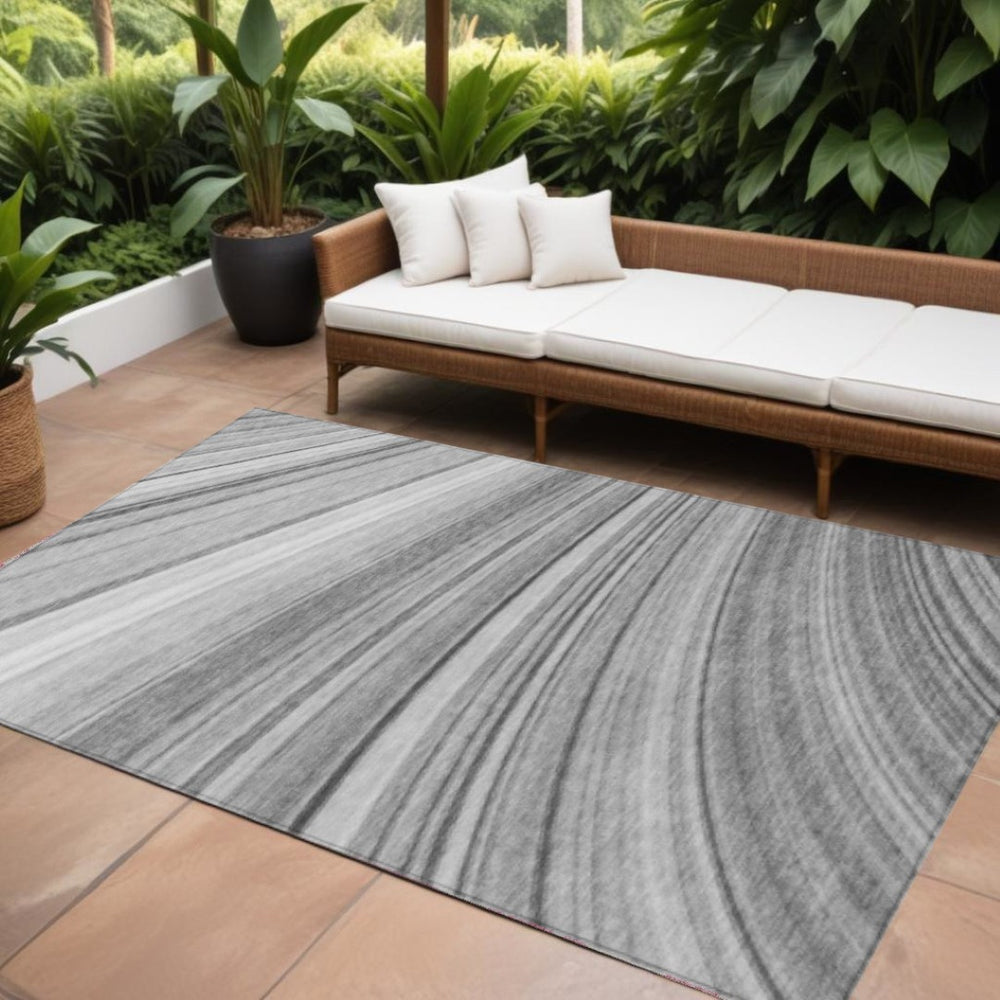 HomeRoots 9' Abstract Gray Silver and Ivory Washable Area Rug for Indoor Outdoor Spaces - Durable & Stylish 9' X 12' 577341