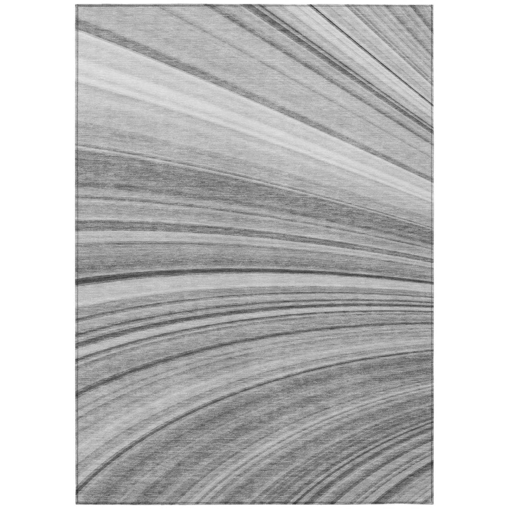 HomeRoots 9' Abstract Gray Silver and Ivory Washable Area Rug for Indoor Outdoor Spaces - Durable & Stylish 9' X 12' 577341