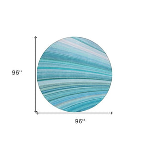 Homeroots 3' Stylish Abstract Artichoke Green Washable Indoor Outdoor Area Rug For Elegant Spaces 8' Round Polyester 577345