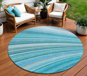 Homeroots 3' Stylish Abstract Artichoke Green Washable Indoor Outdoor Area Rug For Elegant Spaces 8' Round Polyester 577345