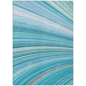 HomeRoots 5' Vibrant Teal Aqua Abstract Area Rug - Stylish, Washable Design for Indoor & Outdoor Living Spaces 8' X 10' 577346