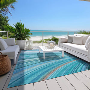 Homeroots 3' Stylish Abstract Artichoke Green Washable Indoor Outdoor Area Rug For Elegant Spaces 8' X 10' Polyester 577346