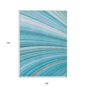 Homeroots 3' Stylish Abstract Artichoke Green Washable Indoor Outdoor Area Rug For Elegant Spaces 9' X 12' Polyester 577347