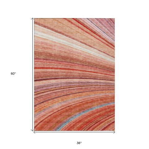 Homeroots 3' Stylish Abstract Artichoke Green Washable Indoor Outdoor Area Rug For Elegant Spaces 3' X 5' Polyester 577349