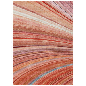 HomeRoots 9' Terra Cotta Salmon and Orange Striped Washable Area Rug for Indoor and Outdoor Living Spaces 9' X 12' 577353