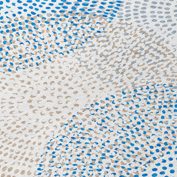 Homeroots 3' Stylish Ivory Blue And Taupe Polka Dot Washable Area Rug For Indoor And Outdoor Spaces 3' X 5' Polyester 577355