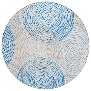 HomeRoots 5' Chic Polka Dot Washable Area Rug in Ivory Blue Taupe - Durable Indoor Outdoor Style for Any Room 8' Round 577357