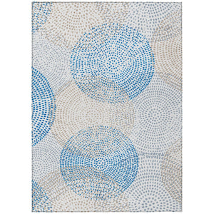 HomeRoots 5' Chic Polka Dot Washable Area Rug in Ivory Blue Taupe - Durable Indoor Outdoor Style for Any Room 8' X 10' 577358