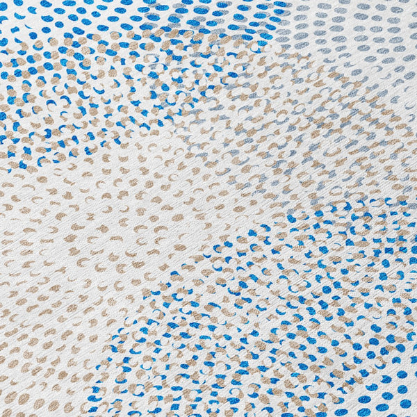 Homeroots 3' Stylish Ivory Blue And Taupe Polka Dot Washable Area Rug For Indoor And Outdoor Spaces 10' X 14' Polyester 577360