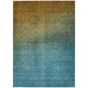 Homeroots 3' Brown Blue And Taupe Ombre Washable Area Rug - Durable, Stylish, Perfect For Indoor Outdoor Use 5' X 8' Polyester 577362