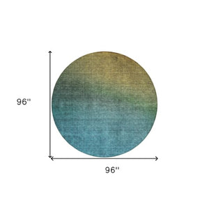 Homeroots 3' Brown Blue And Taupe Ombre Washable Area Rug - Durable, Stylish, Perfect For Indoor Outdoor Use 8' Round Polyester 577363