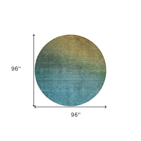 Homeroots 3' Brown Blue And Taupe Ombre Washable Area Rug - Durable, Stylish, Perfect For Indoor Outdoor Use 8' Round Polyester 577363