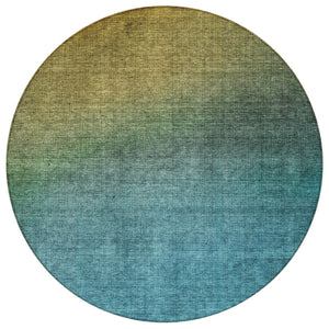 Homeroots 3' Brown Blue And Taupe Ombre Washable Area Rug - Durable, Stylish, Perfect For Indoor Outdoor Use 8' Round Polyester 577363