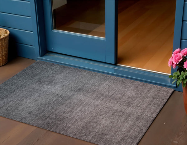 Homeroots 3' Brown Blue And Taupe Ombre Washable Area Rug - Durable, Stylish, Perfect For Indoor Outdoor Use 3' X 5' Polyester 577367