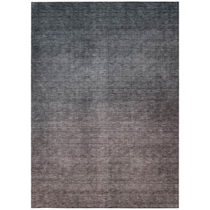 Homeroots 3' Brown Blue And Taupe Ombre Washable Area Rug - Durable, Stylish, Perfect For Indoor Outdoor Use 5' X 8' Polyester 577368