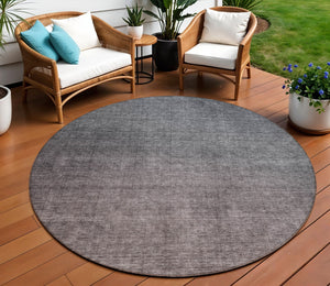 Homeroots 3' Brown Blue And Taupe Ombre Washable Area Rug - Durable, Stylish, Perfect For Indoor Outdoor Use 8' Round Polyester 577369