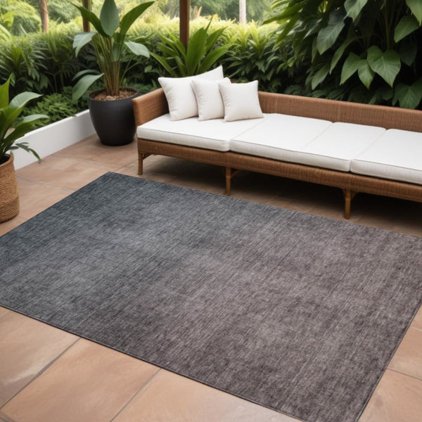 Homeroots 3' Brown Blue And Taupe Ombre Washable Area Rug - Durable, Stylish, Perfect For Indoor Outdoor Use 8' X 10' Polyester 577370