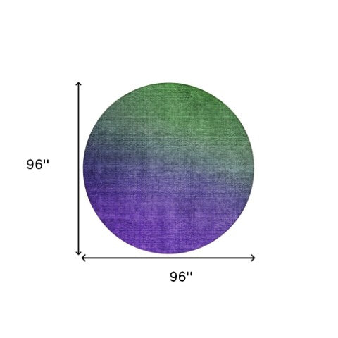 Homeroots 3' Brown Blue And Taupe Ombre Washable Area Rug - Durable, Stylish, Perfect For Indoor Outdoor Use 8' Round Polyester 577375