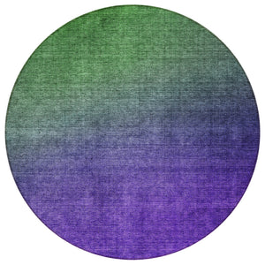 Homeroots 3' Brown Blue And Taupe Ombre Washable Area Rug - Durable, Stylish, Perfect For Indoor Outdoor Use 8' Round Polyester 577375