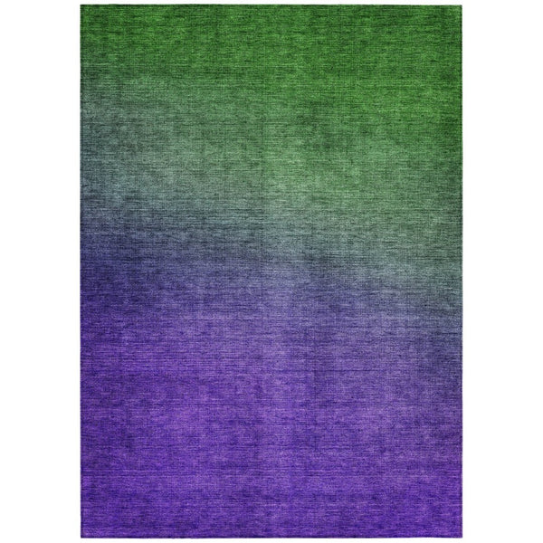 HomeRoots 5' Ombre Indoor Outdoor Area Rug in Green, Purple & Charcoal - Washable, Durable, Stylish Comfort 8' X 10' 577376