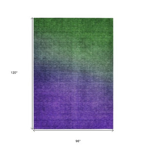 Homeroots 3' Brown Blue And Taupe Ombre Washable Area Rug - Durable, Stylish, Perfect For Indoor Outdoor Use 8' X 10' Polyester 577376