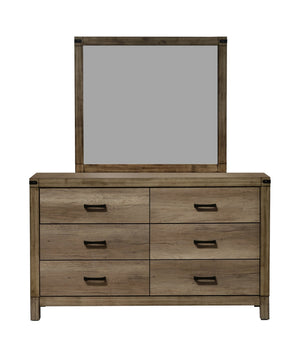 English Elm 1pc Five-Drawer Chest in White Mist Finish with Metal Knobs & Handles, Spacious Bedroom Storage Solution Brown 63.5 L x 19.5 W x 39 H B011P228966