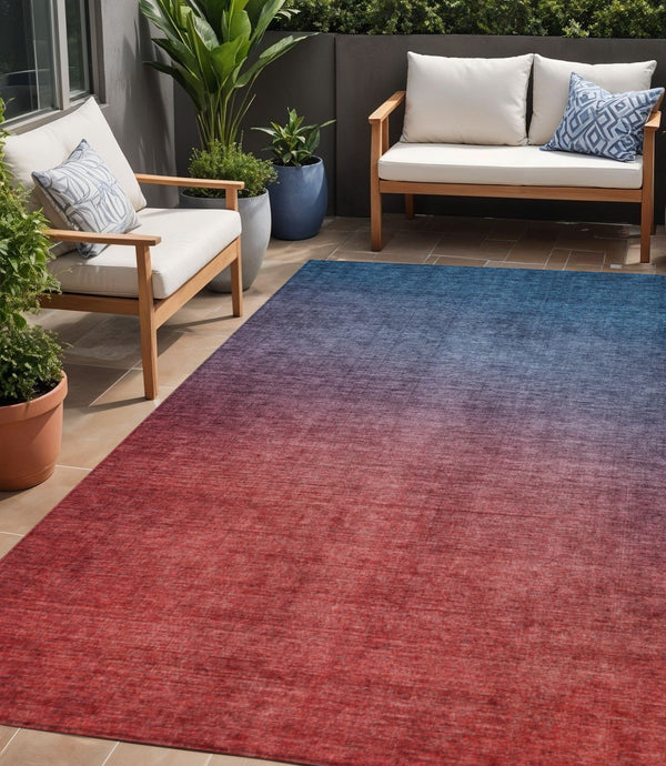 Homeroots 3' Brown Blue And Taupe Ombre Washable Area Rug - Durable, Stylish, Perfect For Indoor Outdoor Use 5' X 8' Polyester 577380