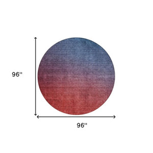 Homeroots 3' Brown Blue And Taupe Ombre Washable Area Rug - Durable, Stylish, Perfect For Indoor Outdoor Use 8' Round Polyester 577381