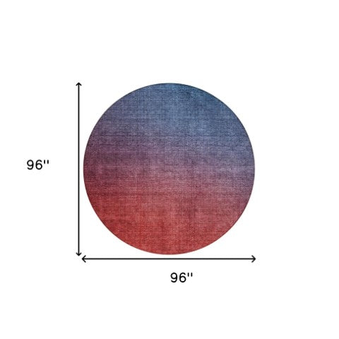 Homeroots 3' Brown Blue And Taupe Ombre Washable Area Rug - Durable, Stylish, Perfect For Indoor Outdoor Use 8' Round Polyester 577381