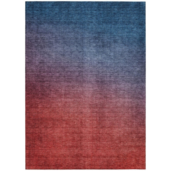 HomeRoots 5' Ombre Indoor Outdoor Area Rug in Navy Red Eggplant – Durable, Washable, and Stylish for Any Space 8' X 10' 577382