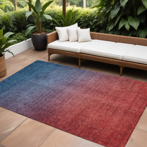 Homeroots 3' Brown Blue And Taupe Ombre Washable Area Rug - Durable, Stylish, Perfect For Indoor Outdoor Use 9' X 12' Polyester 577383