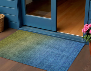 Homeroots 3' Brown Blue And Taupe Ombre Washable Area Rug - Durable, Stylish, Perfect For Indoor Outdoor Use 3' X 5' Polyester 577385