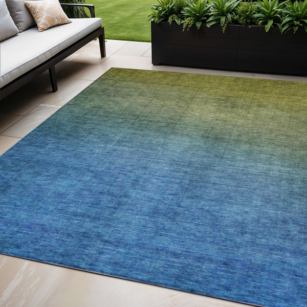 Homeroots 3' Brown Blue And Taupe Ombre Washable Area Rug - Durable, Stylish, Perfect For Indoor Outdoor Use 5' X 8' Polyester 577386