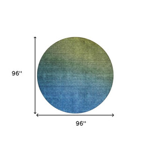 Homeroots 3' Brown Blue And Taupe Ombre Washable Area Rug - Durable, Stylish, Perfect For Indoor Outdoor Use 8' Round Polyester 577387