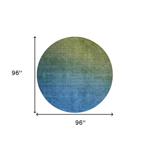 Homeroots 3' Brown Blue And Taupe Ombre Washable Area Rug - Durable, Stylish, Perfect For Indoor Outdoor Use 8' Round Polyester 577387