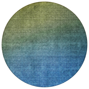 Homeroots 3' Brown Blue And Taupe Ombre Washable Area Rug - Durable, Stylish, Perfect For Indoor Outdoor Use 8' Round Polyester 577387