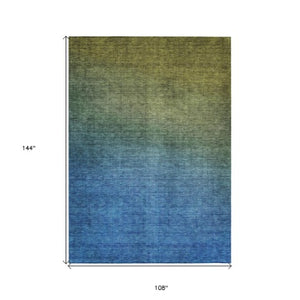 Homeroots 3' Brown Blue And Taupe Ombre Washable Area Rug - Durable, Stylish, Perfect For Indoor Outdoor Use 9' X 12' Polyester 577389