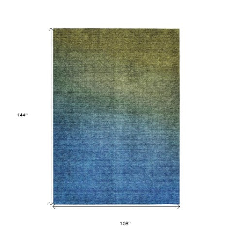 Homeroots 3' Brown Blue And Taupe Ombre Washable Area Rug - Durable, Stylish, Perfect For Indoor Outdoor Use 9' X 12' Polyester 577389