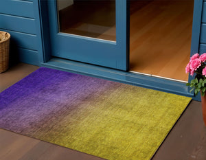 Homeroots 3' Brown Blue And Taupe Ombre Washable Area Rug - Durable, Stylish, Perfect For Indoor Outdoor Use 3' X 5' Polyester 577391