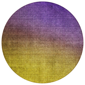 HomeRoots 5' Vibrant Purple Gold Blue Ombre Area Rug - Durable, Washable, Indoor Outdoor Comfort & Style 8' Round 577393