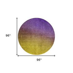 Homeroots 3' Brown Blue And Taupe Ombre Washable Area Rug - Durable, Stylish, Perfect For Indoor Outdoor Use 8' Round Polyester 577393