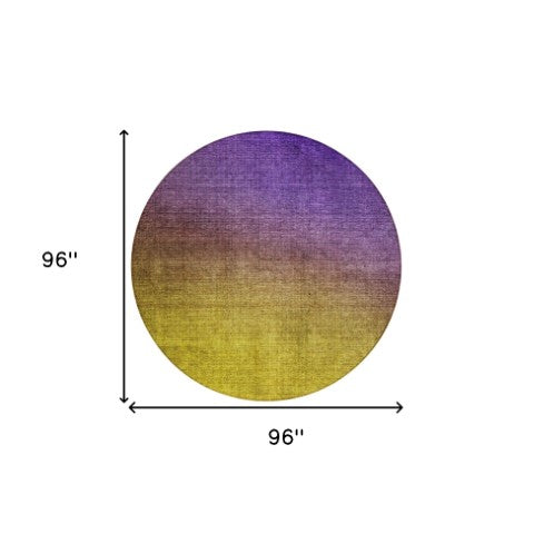 Homeroots 3' Brown Blue And Taupe Ombre Washable Area Rug - Durable, Stylish, Perfect For Indoor Outdoor Use 8' Round Polyester 577393