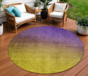 Homeroots 3' Brown Blue And Taupe Ombre Washable Area Rug - Durable, Stylish, Perfect For Indoor Outdoor Use 8' Round Polyester 577393
