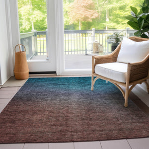 Homeroots 3' Brown Blue And Taupe Ombre Washable Area Rug - Durable, Stylish, Perfect For Indoor Outdoor Use 3' X 5' Polyester 577397