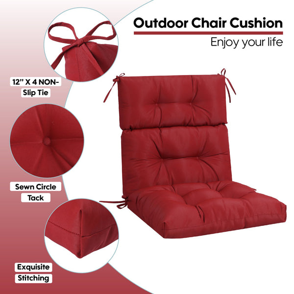 English Elm 2 Pcs Set High Back Patio Chair Cushions Tufted Outdoor Reversible 44x22x4 Waterproof Comfort Red W419P287335