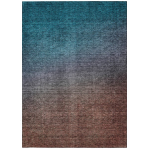 Homeroots 3' Brown Blue And Taupe Ombre Washable Area Rug - Durable, Stylish, Perfect For Indoor Outdoor Use 9' X 12' Polyester 577401